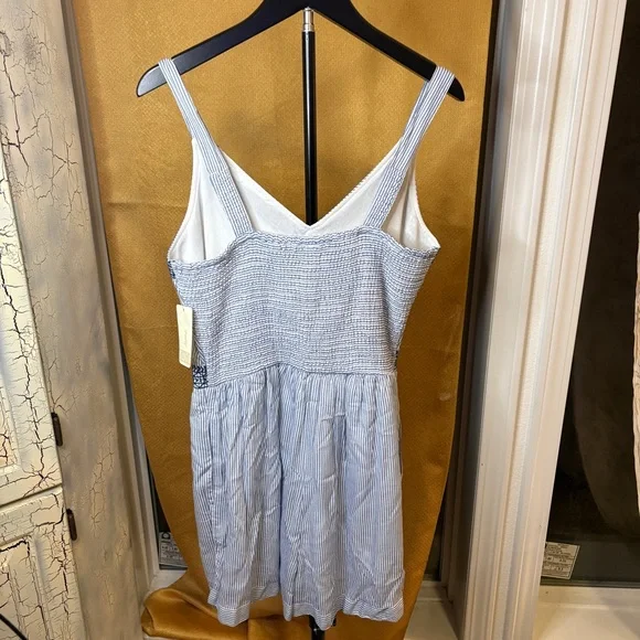 NWT Japna Blue & White Striped Boho Romper Embroidered Summer Festival Jumper - Picture 2 of 8